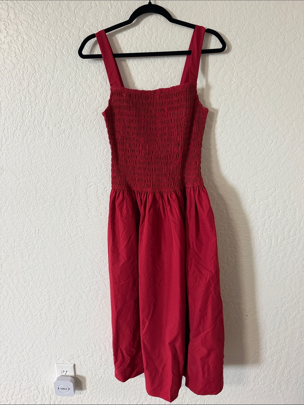 Cupshe Red Smocked Midi Dress with Wide Straps